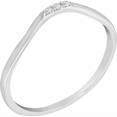 Eppi Strieborný vykrojený prsteň s tromi diamantmi Cason R41172