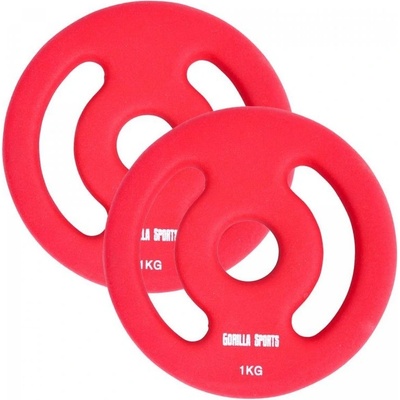 Gorilla Sports sada záťažových kotúčov liatina s neoprénovým poťahom 2 x 1 kg 150 mm