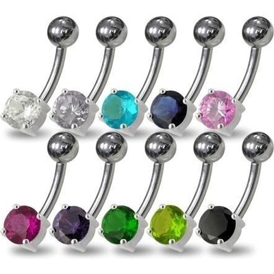 Šperky4U stříbrný piercing do pupíku kulatý zirkon BP01146-C