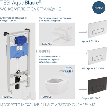 Ideal Standard WC комплект за вграждане и седалка с плавно затваряне T386801 Tesi AquaBlade