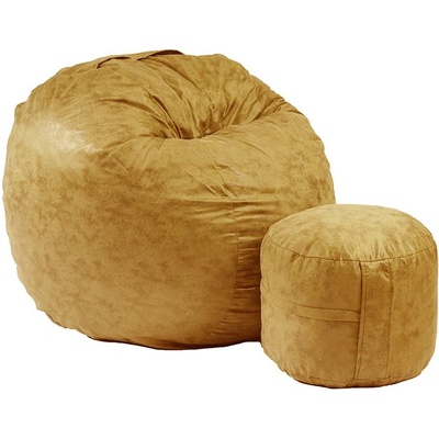 PUFRELAX Комплект Барбарон с табуретка за крака 500л. Matusalem - Amber, Перящ се калъф, Подходящ за деца, Пълнеж с микс от мемори пяна и дунапрен, Гама Premium, 8962 (PUF-M-MO-PT-AMB)