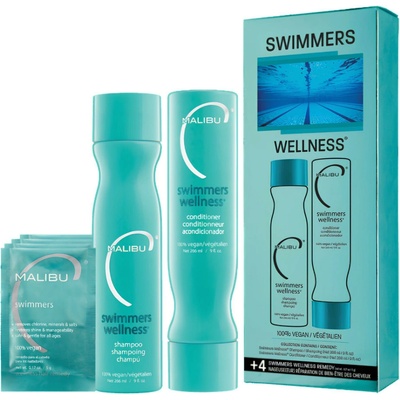 Malibu Swimmers Wellness Collection šampón 266 ml + kondicionér 266 ml + wellness sáčky 4 ks darčeková sada