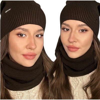 Fashionweek Dámská sada čepice + nákrčník S2917 Hnědý