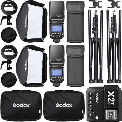Godox Outdoor set Canon ( 2x blesk TT685II, 2x softbox 60 x 60, 1x odpalovač, 2x statív )