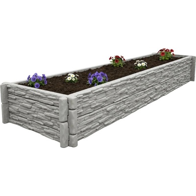 Báča Beton Betonový vyvýšený záhon - štípaný kámen 200 x 80 x 75 cm, Přírodní šedá