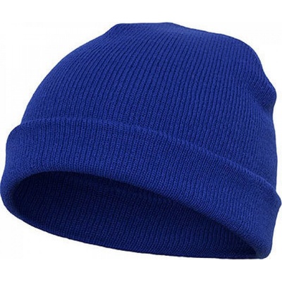 Flexfit Silná ohrnovací beanie z husté pleteniny modrá královská