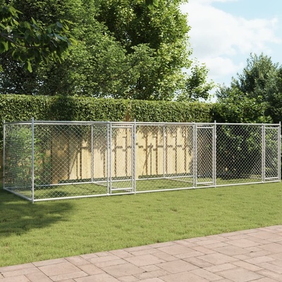 vidaXL Klec pro psy s dvířky 600 x 200 x 150 cm pozinkovaná ocel šedá 9799.3209574