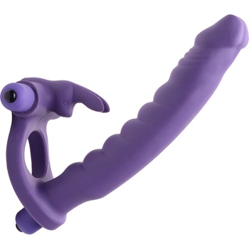 Image 1 of Frisky Double Delight Vibrating Rabbit C-Ring Purple