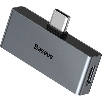 Baseus Пасивен адаптер USB-C към 3.5 мм. аудио изход и USB-C изход за устройства с USB-C порт - Baseus USB-C Male + 3.5mm Female Adapter L57 (тъмносив) (CATL57-0A)