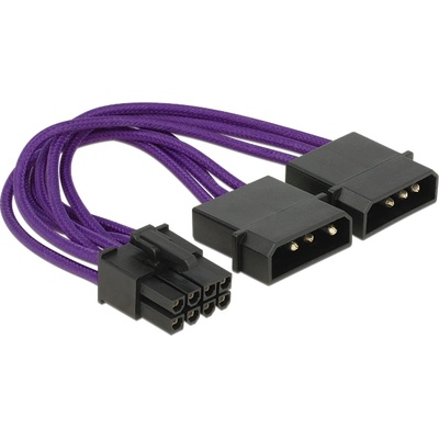 Delock Захранващ кабел Delock PCI Express 8 пина мъжки 2 x 4 пина мъжки текстилен екран лилав