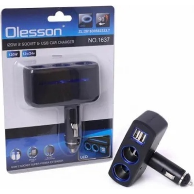 Olesson Разклонител на запалка 2 гнезда + 2 USB Olesson 1637 - 120 W