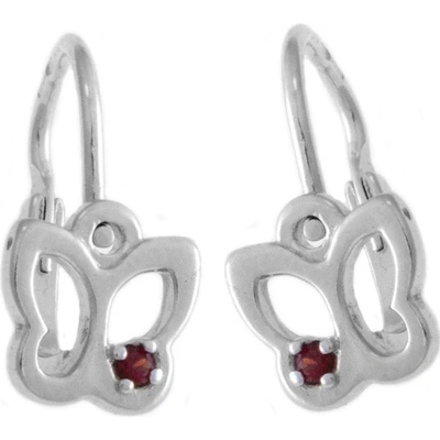 Zlatnictví Zlatíčko stříbrné dětské náušnice motýlci s granáty 970.00003