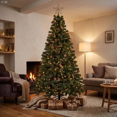 Springos Umelý vianočný stromček zelená jedľa 220 cm S-CT0056