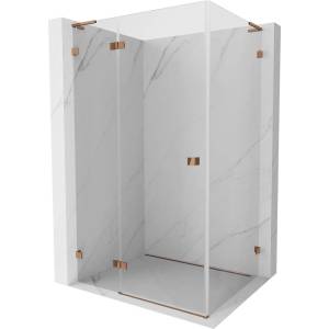 Mexen Lunar L лява люлееща се душ кабина 100 x 90 см, прозрачно стъкло, розово злато - 834L-100-090-60-00-L (834L-100-090-60-00-L)