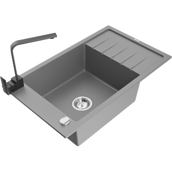 Mexen Elias гранитна мивка с една камера с отцедник и кухненски смесител (6511-71-670300-70)