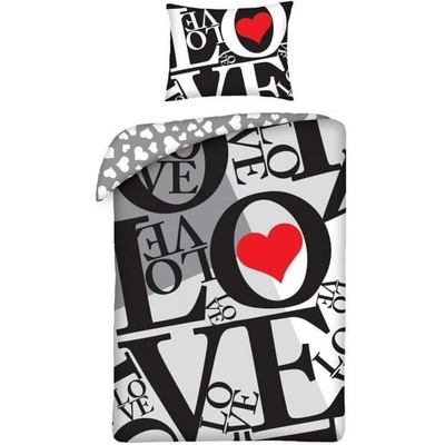 Halantex Obliečky Love grey Bavlna 140x200 70x90