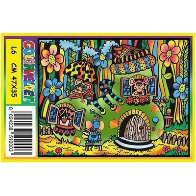 Colorvelvet L6 Domček v topánke zamatová omaľovánka obraz 47x35cm