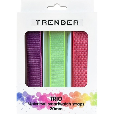 Trender Каишки Trender - Trio Bundle Naylon, 20 mm, 3 броя, розова/зелена/лилава (TR-TRIO20)