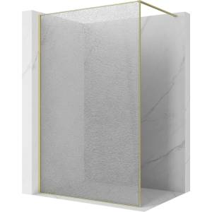 Mexen Kioto преграда за душ Walk-in 80 x 200 см, прозрачен crackle 12 мм, златиста (800-080-101-55-04-X)