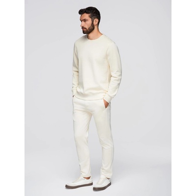 Ombre Clothing Мъжки спортен костюм суитшърт с кръгло деколте + панталони regular fit - крем V11 Z122 Ombre Clothing Ombre Clothing | Byal Bezhov | МЪЖЕ | XL