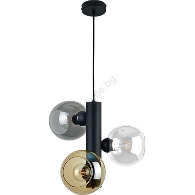 Keter Lighting Пендел TUBE 3xE27/60W/230V черен/опушен бежов/прозрачен (KE0140)