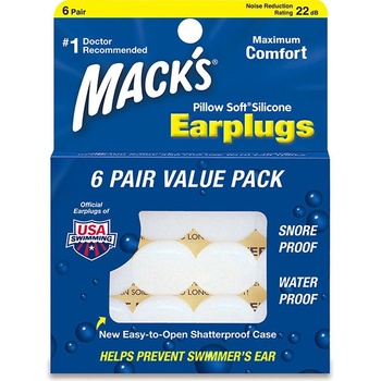 Mack's Pillow Soft White Silikónové štuple do uší 6 párov