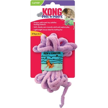 KONG Pull A Partz Yarnz - Играчка за котки 3 в 1, платнена мишка и лента, и кълбо от прежда