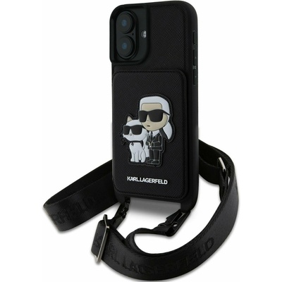 KARL LAGERFELD Saffiano Кръстосан Ремък Karl and Choupette Калъф за iPhone 16 Black Karl Lagerfeld | Lilav | ЖЕНИ | UNI