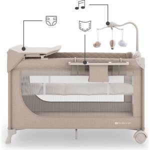 KinderKraft LEODY UP сгъваема бебешка кошара с аксесоари BEIGE (KCLEODUPBEG00AC) - bebetabg