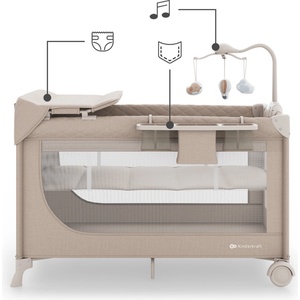 KinderKraft LEODY UP сгъваема бебешка кошара с аксесоари BEIGE