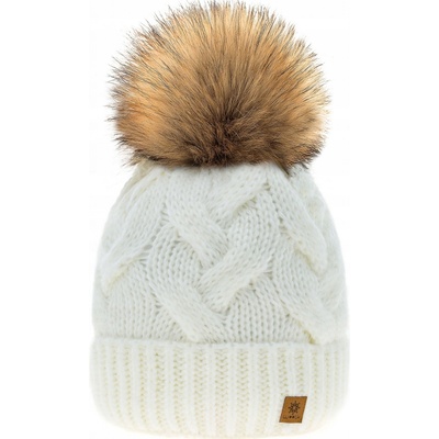 Fashionweek dámská čepice vlněn s bambulí Wool Vlna Bílá