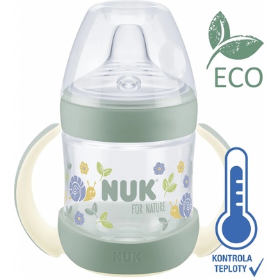 Nuk for Nature fľaštička na učenie s kontrolou teploty zelená 150ml
