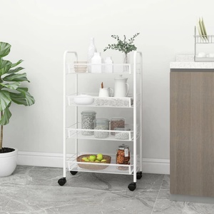 vidaXL Кухненска количка на 4 нива, бяла, 46x26x85 см, желязо (336326)
