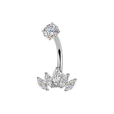Šperky4U Ocelový piercing do pupíku se zirkony BS1068