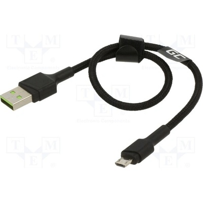 Green Cell KABGC23 USB 2.0, USB A vidlice, USB B micro vidlice, 0,3m, černý