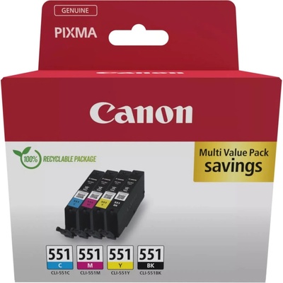 Canon Касети за Canon iX6850/MX925/MX725/MG6350/MG6650/MG6450/MG5450/MG5550/MG5650/iP8750/iP7250 - BK/C/M/Y - 6509B015AA - Canon CLI-551 - Оригинални, 4x 7 ml капацитет (6509B015AA)