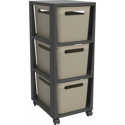Rotho Úložný box Brisen 3 x 16L antracit cappucino 1049707422
