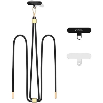 Tech-Protect Универсален ремък 85 см за смартфон от Tech-Protect C2S Rope Crossbody Strap Black / Gold (5906302312061)
