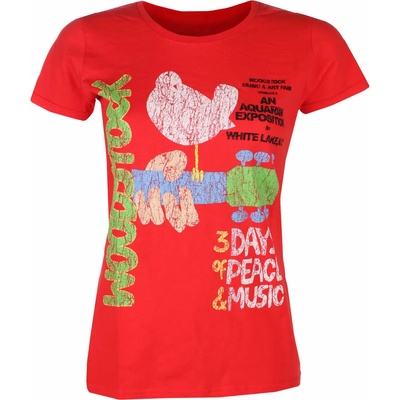 ROCK OFF дамска тениска Woodstock - Vtge Classic Poster ЧЕРВЕН - ROCK OFF - WOODTS01LR