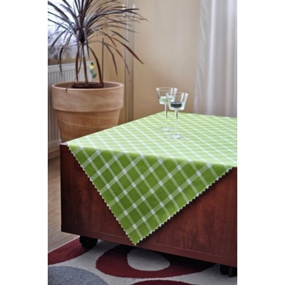 Polášek Ubrus teflon tisk-kostka zelená 100% polyester Zelená káro 100% polyester 140x200cm