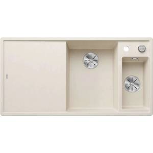 BLANCO Axia III 6 - Силгранитна мивка, 100x51 см, с контрол на оттичането и аксесоари, InFino, фино бяла 527046 (527046) Мивка за вграждане