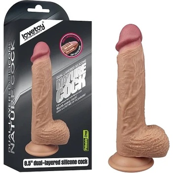 Дилдо с тестиси от двуслоен силикон, 21, 5см. - Dual Layered Dildo Flesh (LVTOY00003)