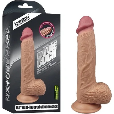 Дилдо с тестиси от двуслоен силикон, 21, 5см. - Dual Layered Dildo Flesh (LVTOY00003)