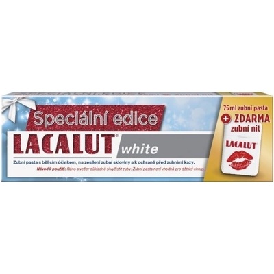 Lacalut White zubná pasta 75 ml + zubná niť 1 ks darčeková sada