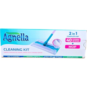  Agnela моп + мокри кърпи 40бр+Регулируема дръжка, 1 брой