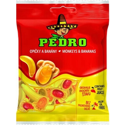 Pedro Želé bonbóny s ovocnou příchutí ve tvaru opiček a banánů 80 g