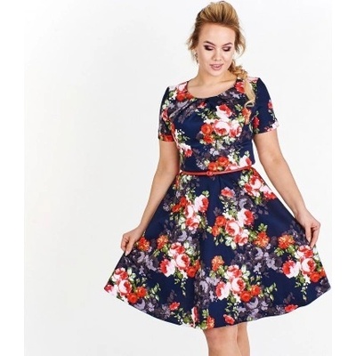 Milano Moda dámské květované šaty Georgina 63576 tmavě modrá