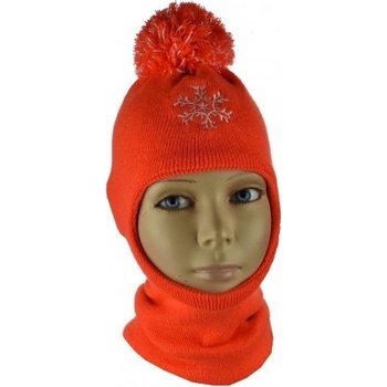 detská kukla s brmbolcom a vyšívanou vločkou pomarančová