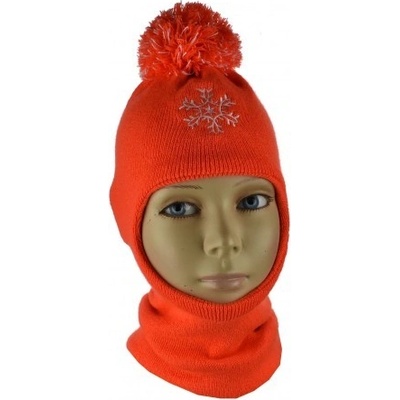 detská kukla s brmbolcom a vyšívanou vločkou pomarančová