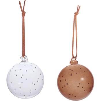 OYOY Natale Коледни топки 7 см, прозрачни и кафяви, 2 бр (L301356)